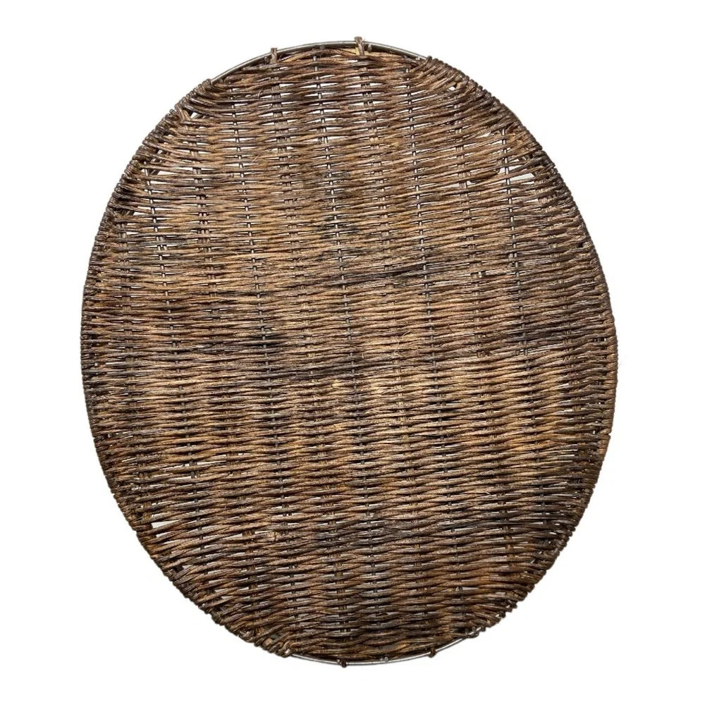 Rattan/Wicker Metal Brown Basket with Leaf Embellishment.